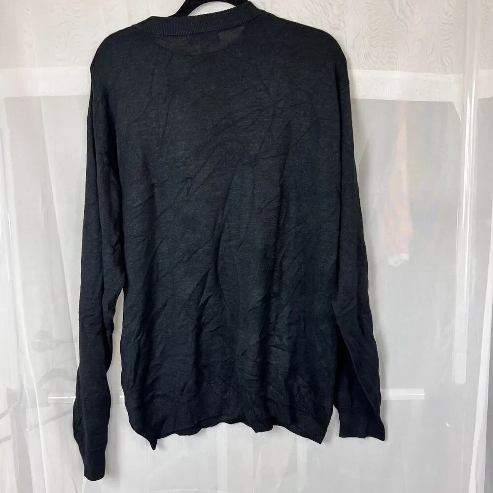 Vintage Pronto-Uomo Sweater Mens XL Pullover Silk Cotton Knit Crewneck Black